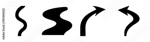 Curve path arrows vector illustration, flat design symbols, directional signs