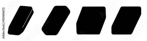 Four black eraser vector illustration, flat design, stationery objects