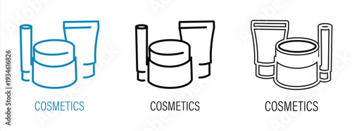 cosmetic cream icon, and other skincare products for face or body thin line icon. Beauty cosmetic logo template. skincare, care, hygiene symbol. isolated vector eps 10