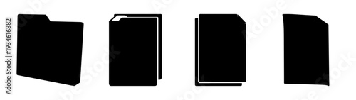 Four black file folders in different orientations vector illustration