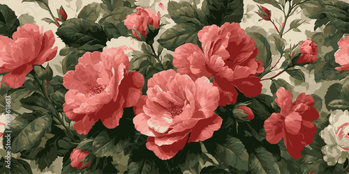 Vibrant tropical hibiscus flowers and exotic green leaves watercolor illustration set