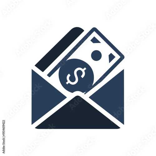 Salary Payment Envelope Icon – Money Transfer and Financial Transaction Symbol.