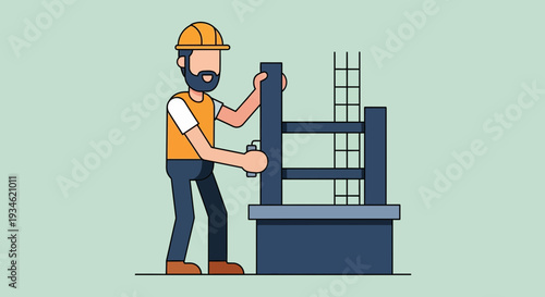 Man Operating Industrial Press Machine Equipment.