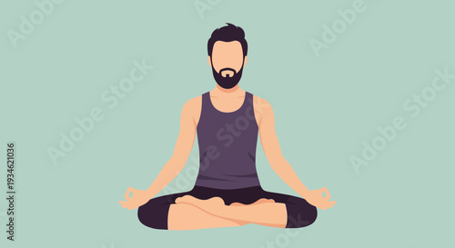 Man Practicing Yoga Meditation Pose.