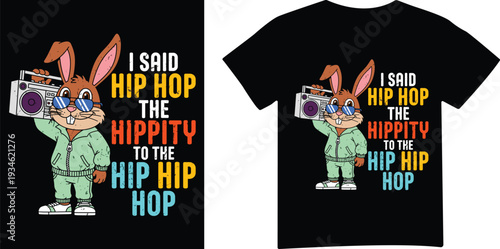 Easter bunny rabbit hip hop music retro t shirt