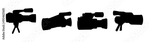 Four different camcorders on white background vector illustration