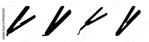 Four hair straighteners vector illustration, flat design, beauty tools