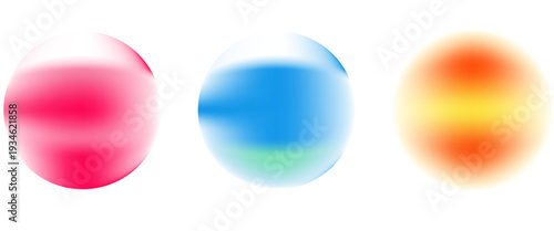 Set color circle gradient noise gradation. Abstract colorful watercolor blur mesh on isolated transparent background