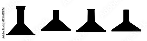 Four kitchen chimneys in flat design vector illustration