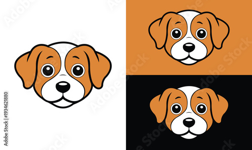 Cute Dog Puppy Vector face Logo Cartoon Dog Puppy Sticker Illustration