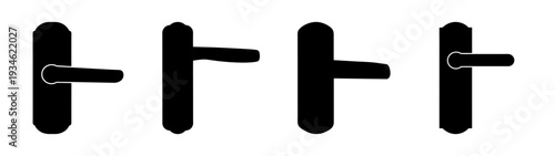 Smart door lock set in different positions vector illustration