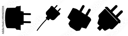 Variety of electric plugs vector illustration, flat design, different plug types