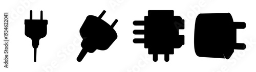 Variety of electric power plugs vector illustration, flat design