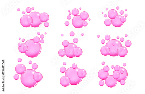 Vector texture of bubble  pink gum and collagen bubbles for dreamy design background.
