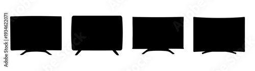 Four smart TVs in a row vector illustration, flat design graphics