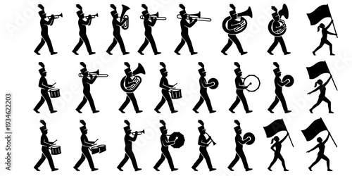 Marching band svg, Color guard svg, Color guard silhouette, Marching band silhouette, Color guard flags svg, Color guard vector set

