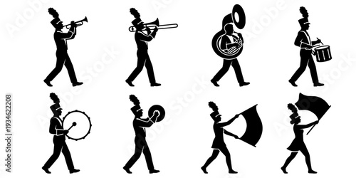 Marching band svg, Color guard svg, Color guard silhouette, Marching band silhouette, Color guard flags svg, Color guard vector set
