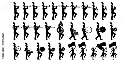 Marching band svg, Color guard svg, Color guard silhouette, Marching band silhouette, Color guard flags svg, Color guard vector set
