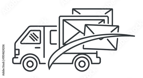 Line art illustration of a delivery truck with an open cargo door