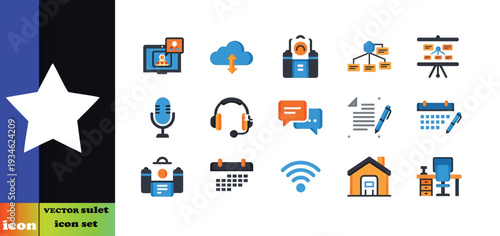 Collection of modern vector icons representing various business and technology concepts in a clean and minimalist design, perfect for professional use in presentations and marketing materials.