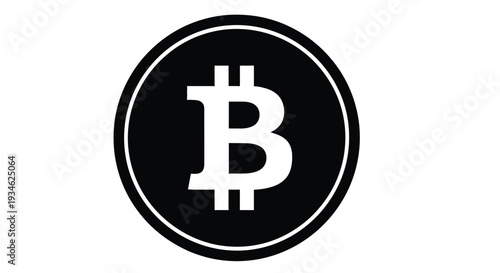 Black and white bitcoin symbol isolated on a plain white background