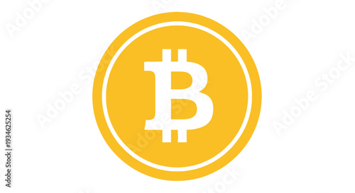 A golden bitcoin symbol with a white b inside a circular shape