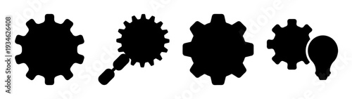 Business continuity gears with light bulb vector illustration, flat design