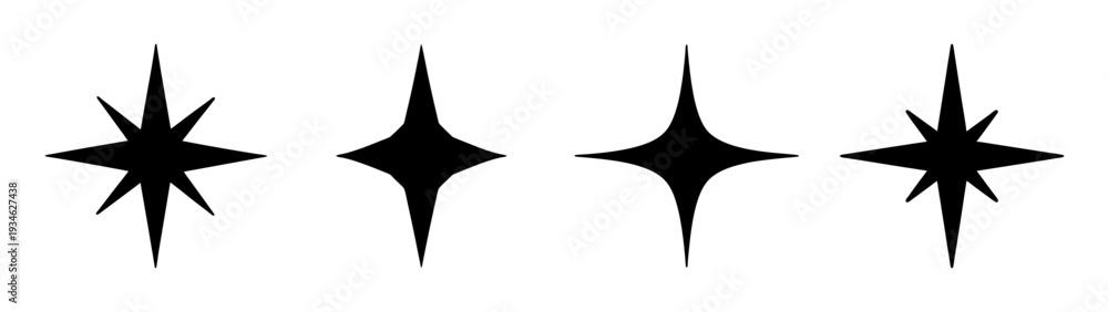 Obraz premium four black explosive starburst shapes flat design vector illustration