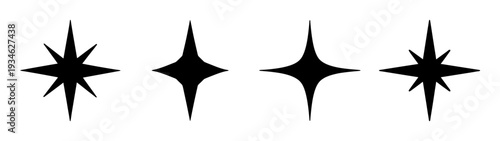 four black explosive starburst shapes flat design vector illustration