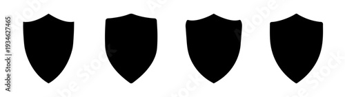 set of four black shields flat design vector illustration