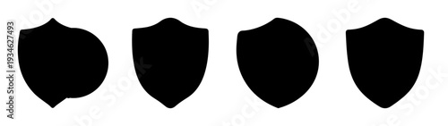 three medieval shields flat design vector illustration