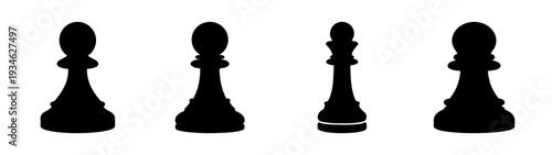 chess pawns in a row flat design vector illustration