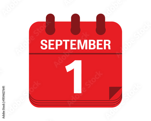 Red square desk calendar displays the first day of September prominently.