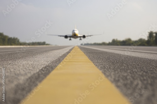 Airplane approaches . background and backdrop of aviation transportation technology concept.