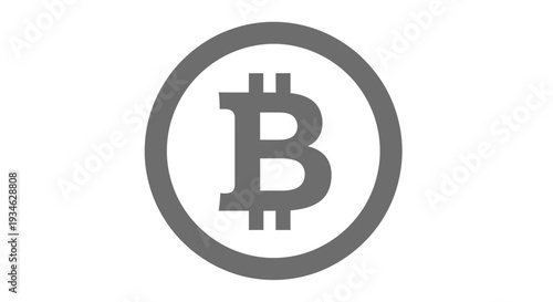 A grayscale depiction of the bitcoin symbol within a circular frame