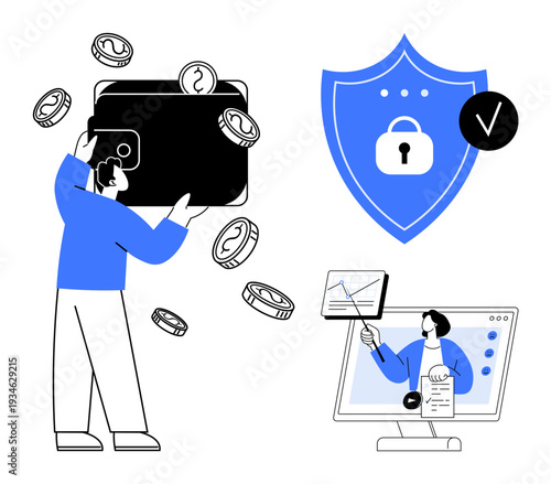 Digital security concept. Digital security ensuring online payment safety while protecting user data. Digital security enhancing fintech, e-commerce, business, safety, education industries