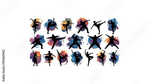 Dance Silhouettes Bundle Ballet Hip Hop Modern Poses Expressive Motion Vector Collection