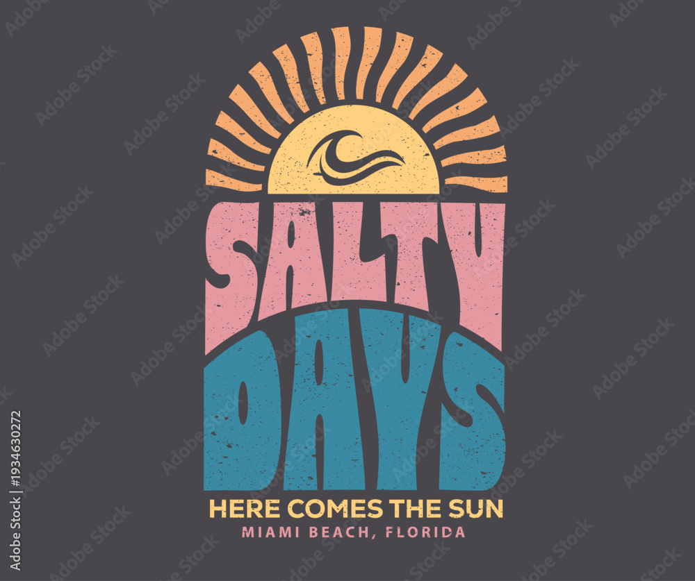 Obraz premium Salty days in Miami beach Florida artwork. Here comes the sun.