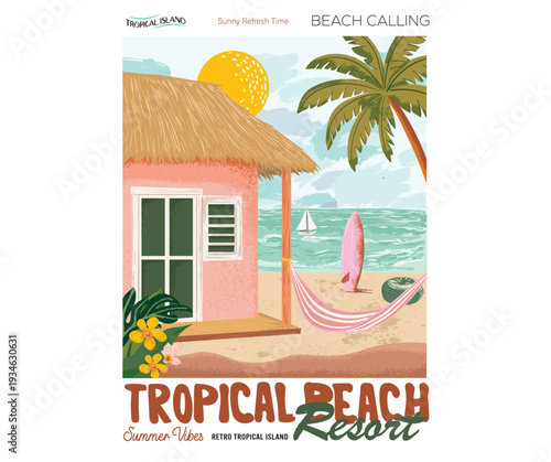 Endless summer artwork. Miami, california, hawaii, aloha surf typography for t shirt. Beach paradise resort. Enjoy holiday at dream paradise resort t-shirt design. Summer vibes long beach hand draw.