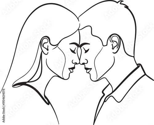 Intimate moment captured A loving couple shares a tender embrace, heads bowed in quiet affection and connection