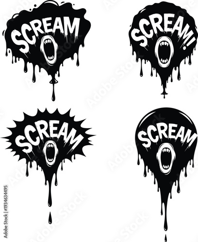 Vector illustration of scream concept with grunge style typography
