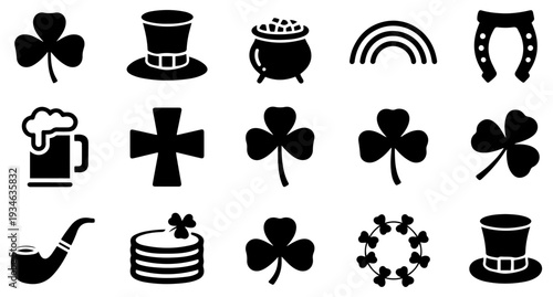 saint patricks day icon set vector
