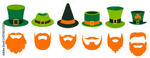 saint patricks leprechaun hat beard icon
