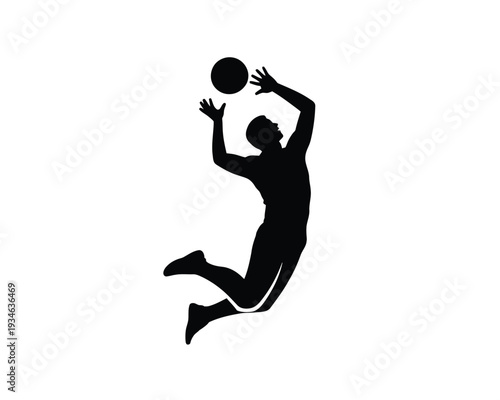 Dynamic volleyball player executing an impressive spike maneuver in mid-air