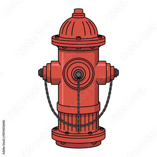 Bright red fire hydrant standing against a plain background