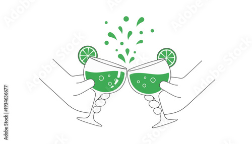 Emerald cocktails slow motion toast luxury celebration networking corporate event success hospitality party st patricks day