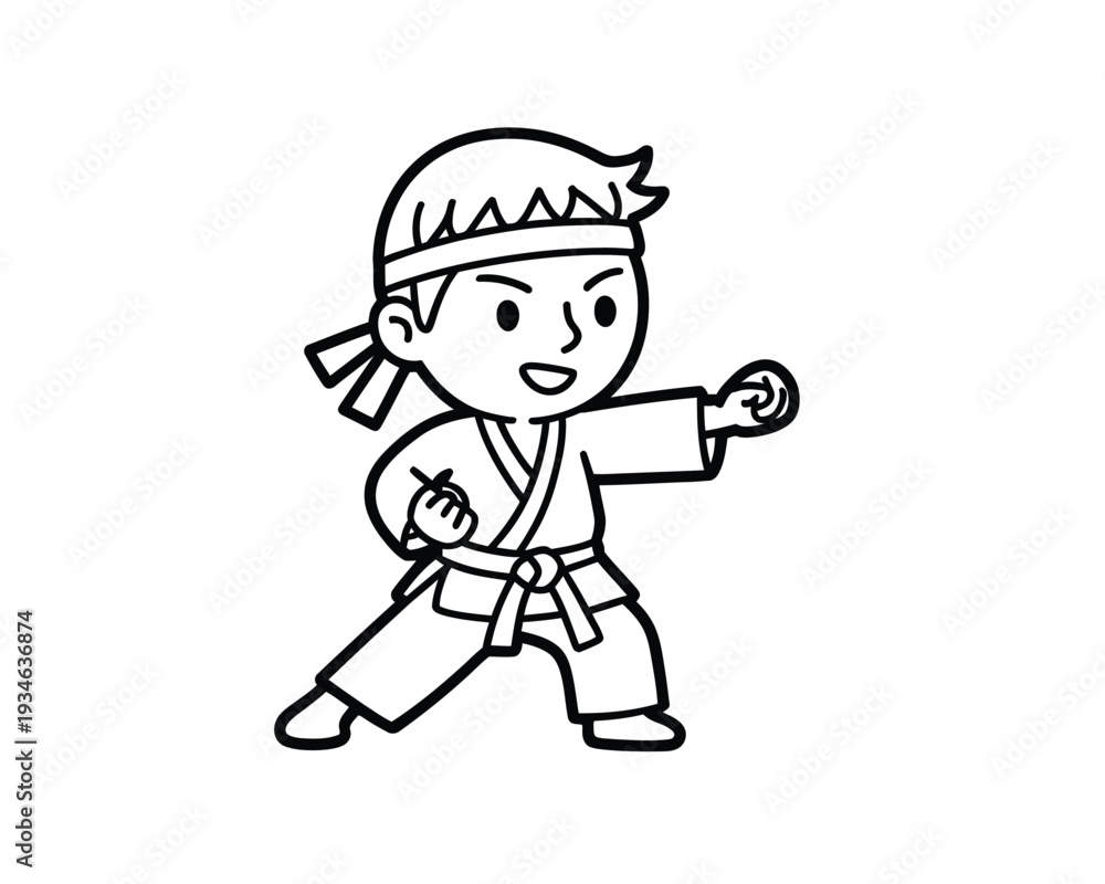 Naklejka premium A young martial artist in action with a focused and determined expression
