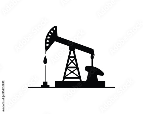 Silhouette of an oil pump jack extracting resources from the ground