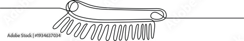 A close-up view of a wire brush with a wooden handle and metal bristles Vector