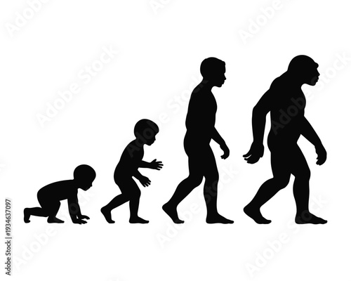 Evolution of human progression: minimalist silhouette series